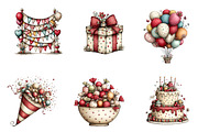 Whimsical Happy Birthday Clipart, an Illustration by CreationArt (Thumbnail 3 of 7)