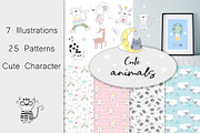 Cute animals collection, a Background Graphic by Irene_Boiko_ART (Thumbnail 1 of 10)