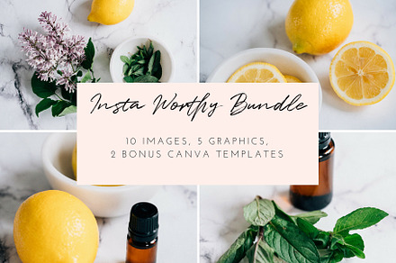 Oiling styled stock photo bundle | 4 featuring social media, instagram