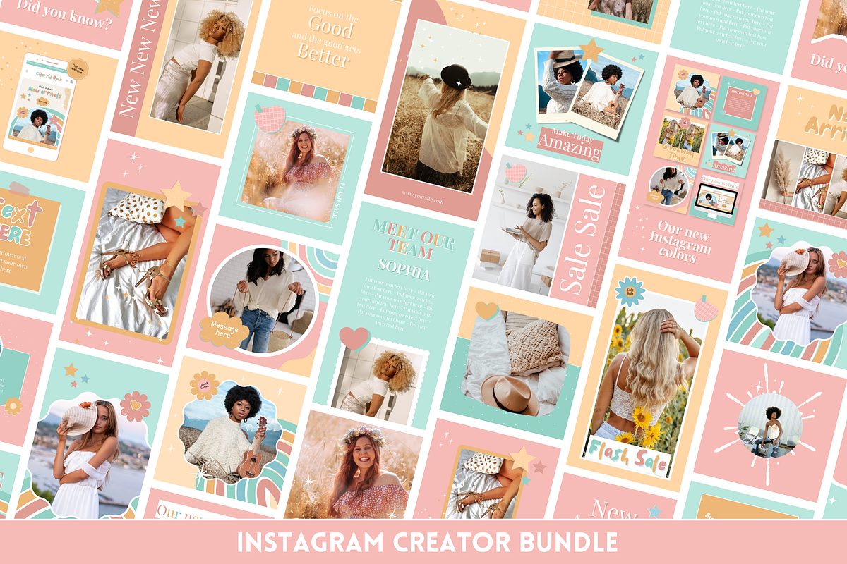 Pastel Boho Instagram Templates, a Social Media Template by SunshineStudioBoutique (Photo 2 of 8)