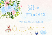 Blue Princess watercolour clipart, a Decorative Illustration by heyiamalice (Thumbnail 7 of 13)
