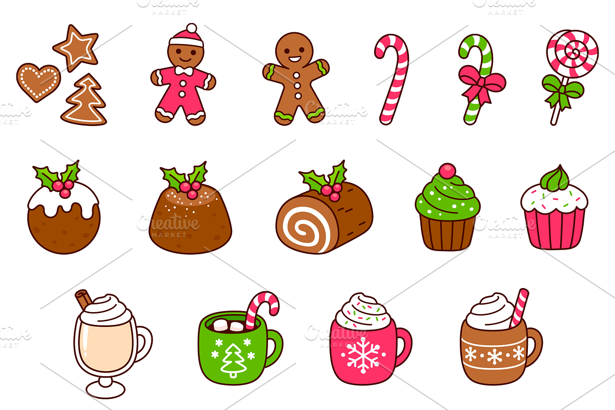 Christmas Desserts Doodle Icons, an Emoji Icon by Irina Mir