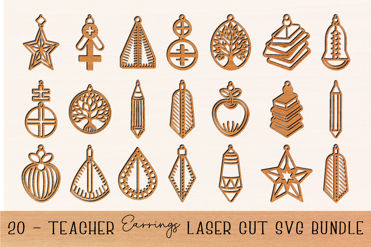 Teacher earring laser cut svg bundle, a Graphic by jannatulpakhi (Photo 1 of 4)