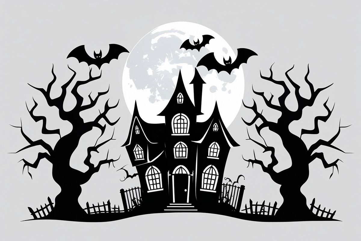 Haunted Halloween Silhouette Set, an Illustration by Creativeshirt (Photo 6 of 9)
