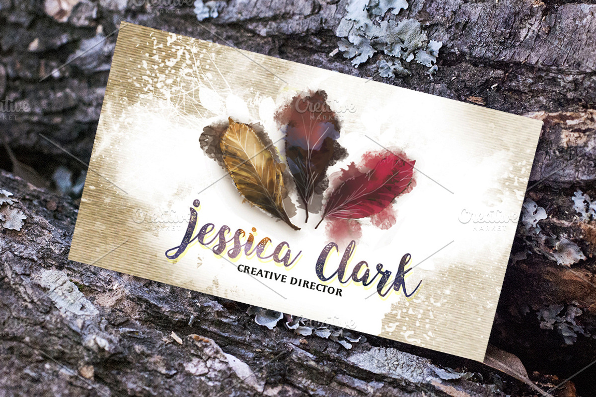 Watercolor Warm Business Card, a Business Card Template by land art (Photo 8 of 9)