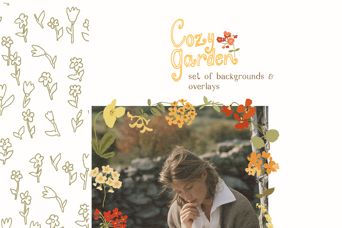 Fall Floral Backgrounds & Overlays, a Decorative Illustration by whiteheartdesign (Photo 4 of 19)