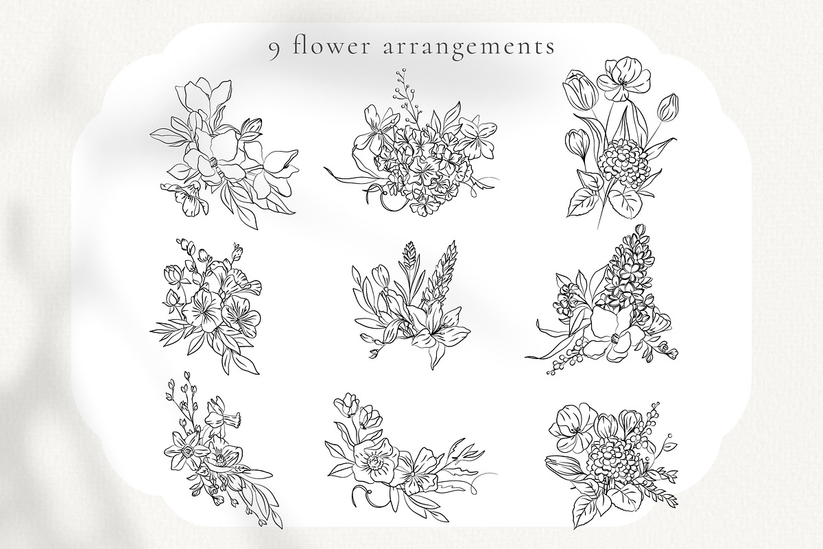 Minimalistic Spring Flowers Line Art, a Decorative Illustration by La Petite Line Art (Photo 5 of 12)