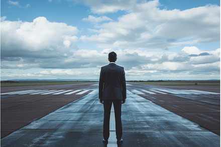 Businessman at the crossroads of, a Transportation Photo by Ylivdesign
