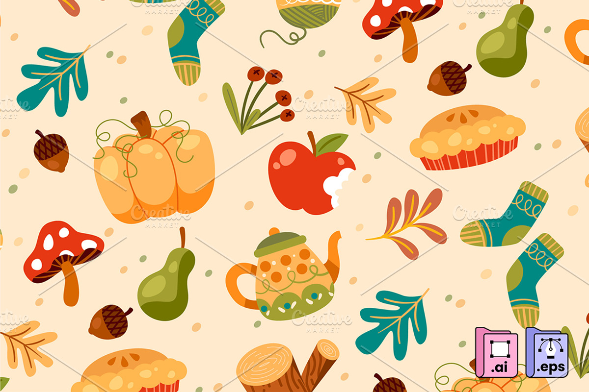 Flat Autumn Fall Season Pattern, a Pattern Graphic by MISS CHATZ (Photo 3 of 3)