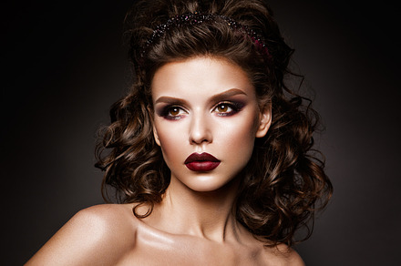 Beautiful woman with professional make up stock photo containing background, a Beauty & Fashion Photo by korabkova