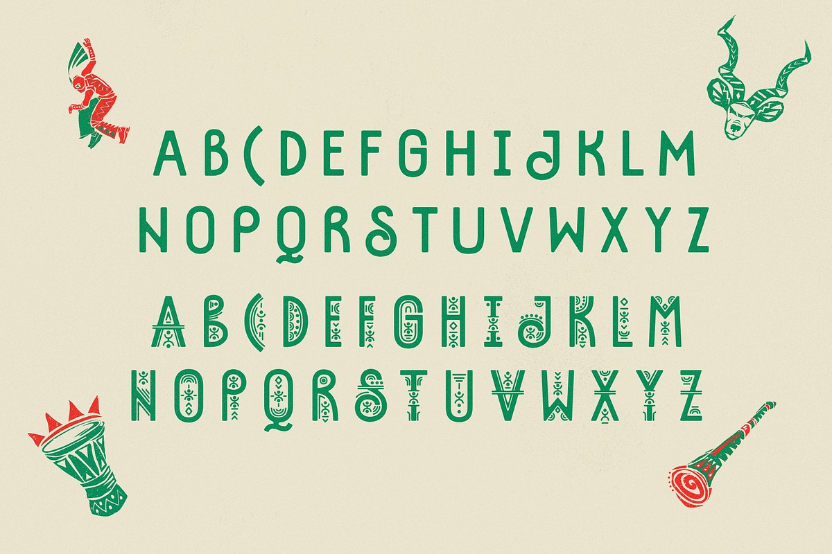 Ashanti Spirit - Tribal African Duo, a Sans Serif Font by HipFonts (Photo 3 of 10)