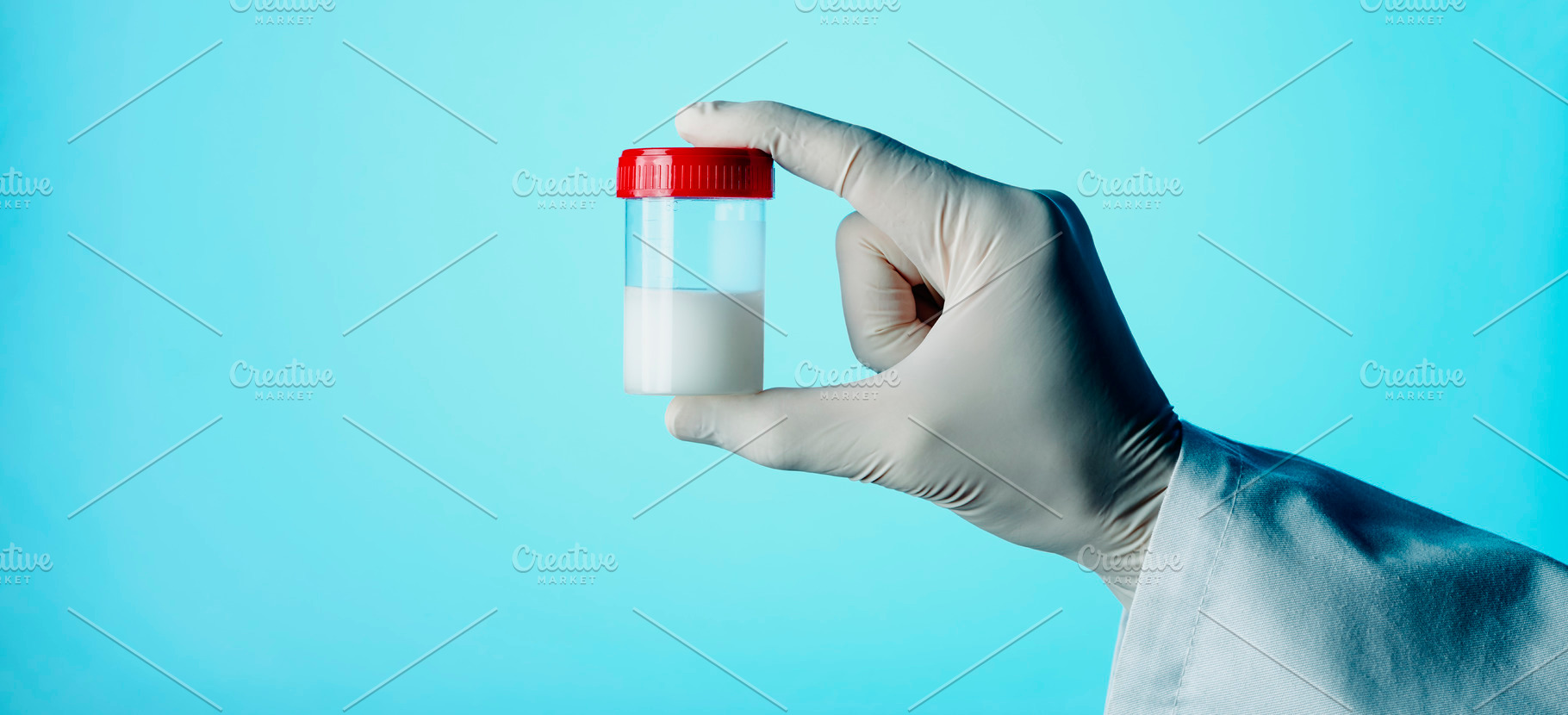 sterile container with some semen, web banner, a Photo by Nito