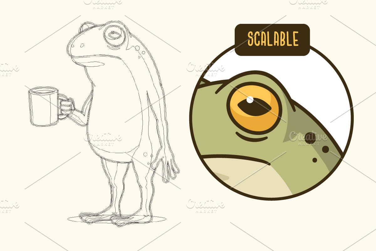 Cute Coffee Frog Vector Illustration, an Animal Illustration by Vector Kitchen by Zoljo (Photo 2 of 3)