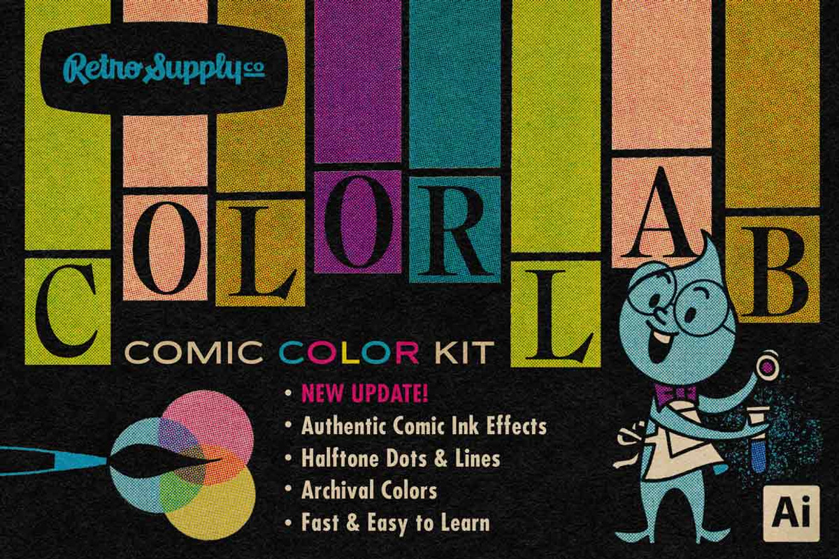 ColorLab Illustrator Vintage Comic, a Brush Add-On by RetroSupply Co. (Photo 1 of 12)