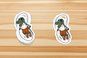 retro t-rex mascot jumping rope, a Branding & Logo Template by Judsart (Thumbnail 3 of 3)