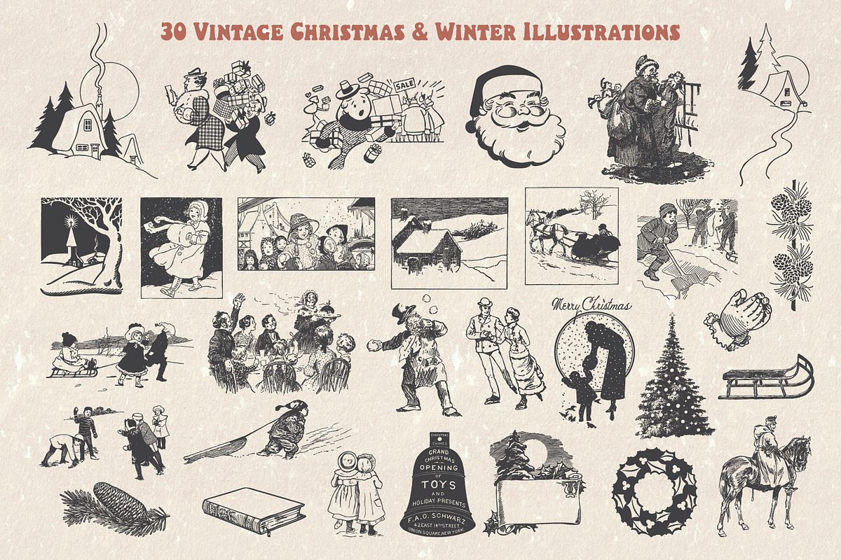 Vintage Christmas Illustrations Vol1, a Seasonal Illustration by Seaquint (Photo 2 of 6)