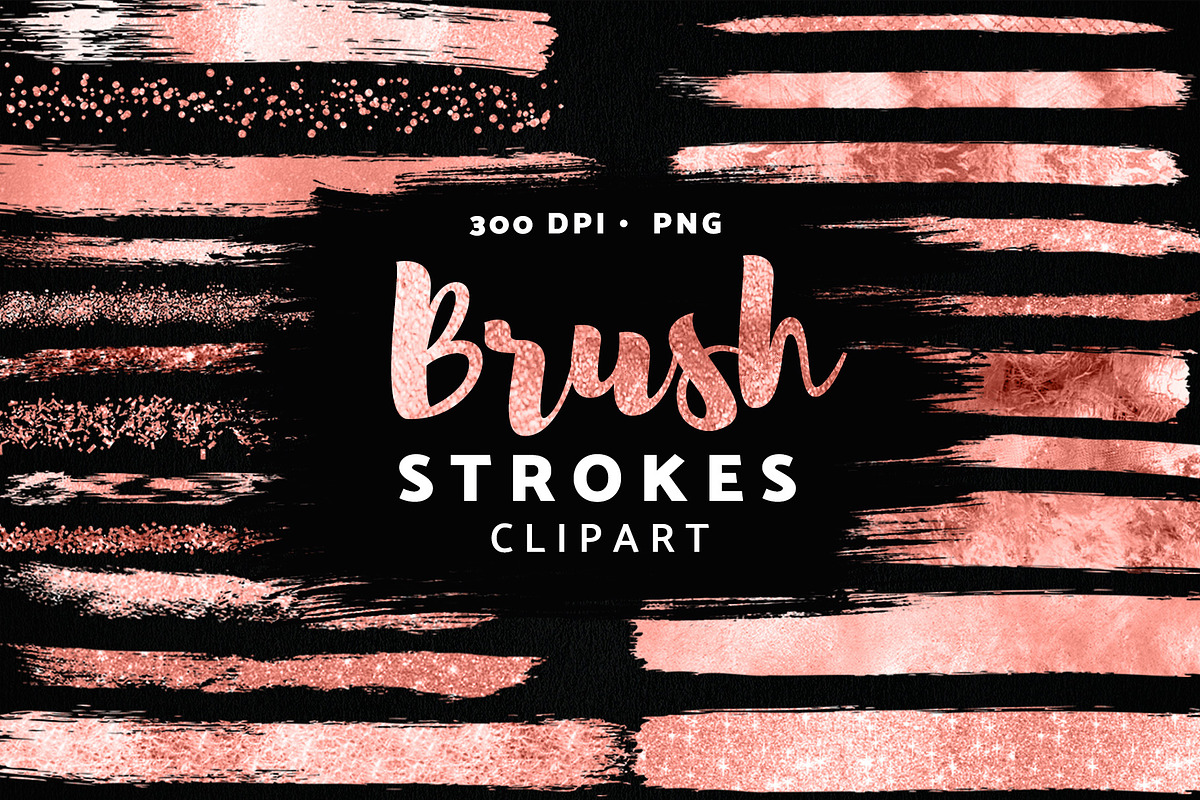 Rose Gold Paint Brush Strokes, a Texture Graphic by Nifty Template Studio (Photo 1 of 5)