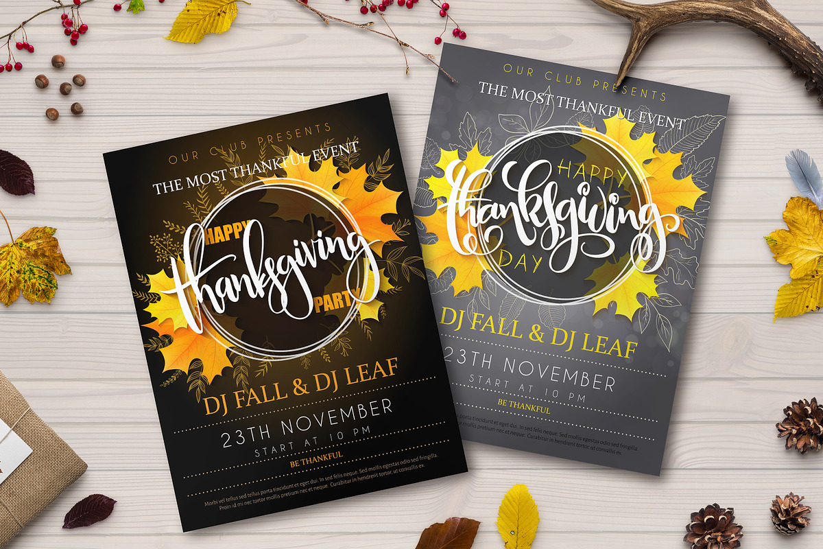 Thanksgiving posters with lettering, a Flyer Template by catary art (Photo 2 of 4)