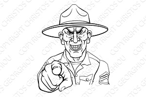 Army Bootcamp Drill Sergeant Soldier, a Person Illustration by Christos Georghiou
