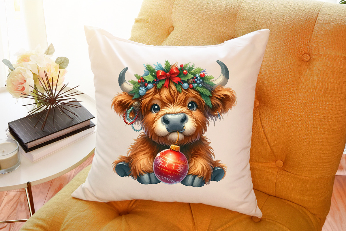 Cute Christmas Highland Cow PNG, an Illustration by Sublimation Artist (Photo 8 of 9)