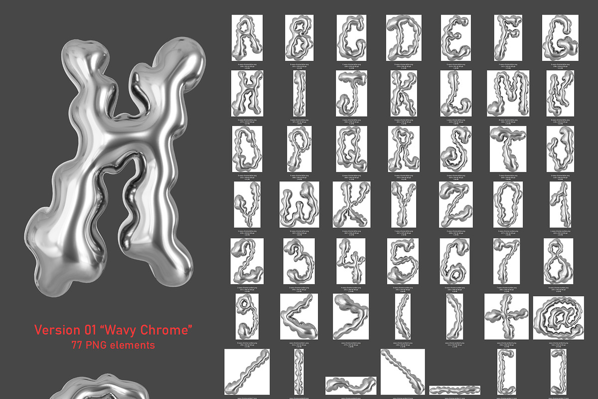 Wavy 3D Type - Liquid Chrome Letters, a Graphic by LarysaZabrotskaya (Photo 2 of 14)