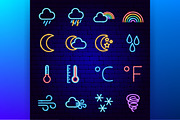 Weather Neon Vector Icons Set, an Outline Icon by Anna_leni (Thumbnail 2 of 11)