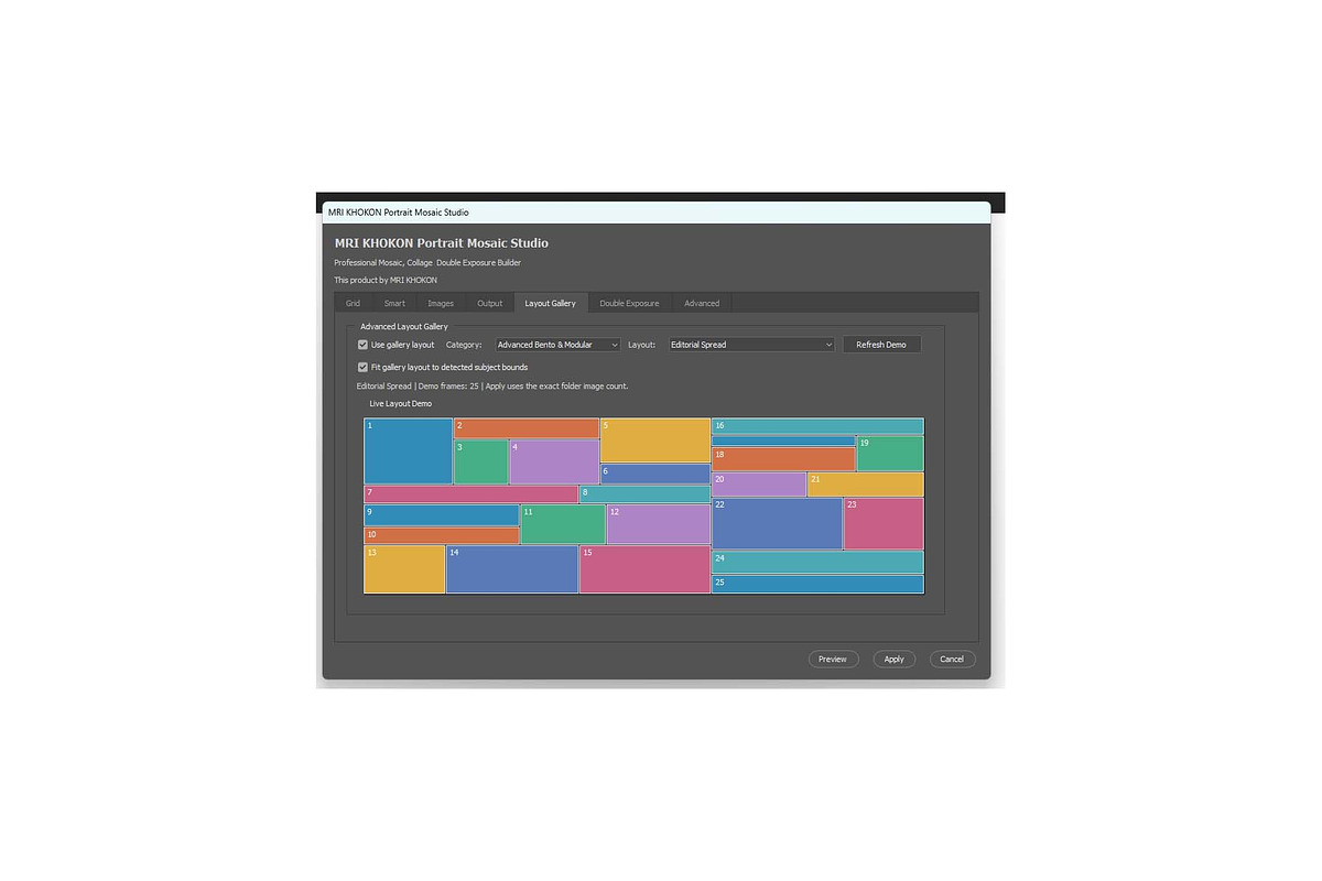 Mosaic Layout Builder PS Script, a Plug-in Add-On by MRI STUDIO (Photo 15 of 20)