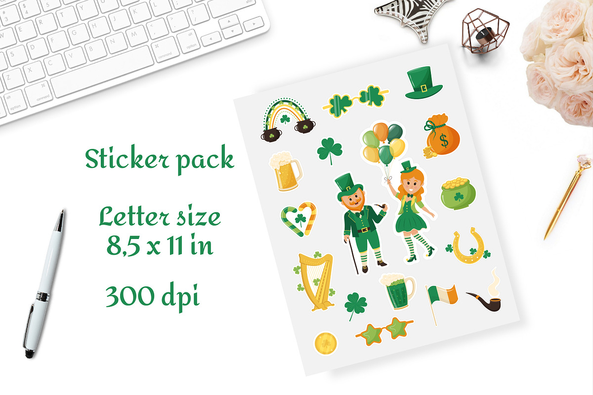 St. Patrick’s Day sticker set, a Seasonal Illustration by JulyGart (Photo 2 of 5)