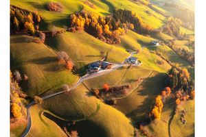 Aerial view of green alpine valley, a Nature Photo by den-belitsky
