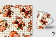 Fall Gingham Bouquet Flowers Paper, a Pattern Graphic by Creative Store (Thumbnail 3 of 5)