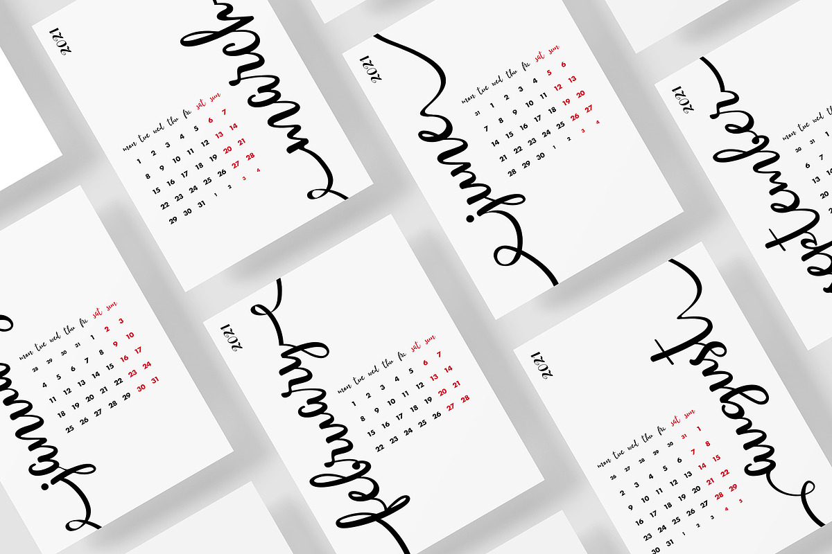 NEW 2021 Year Calligraphy Calendar, a Stationery Template by Bordo (Photo 5 of 7)