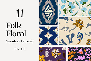 Folk Floral Patterns, a Pattern Graphic by Trisuphat
