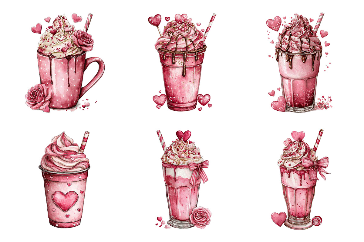 Valentines Day Coffee Cup Clipart, an Illustration by SinaCreation (Photo 4 of 11)