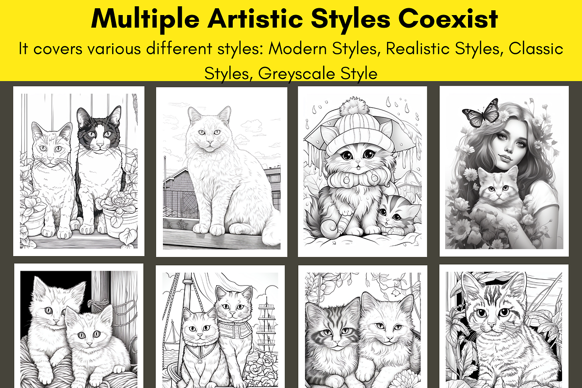 Cute Cat Coloring Pages for Adult, a Brochure Template by LA Design (Photo 3 of 10)