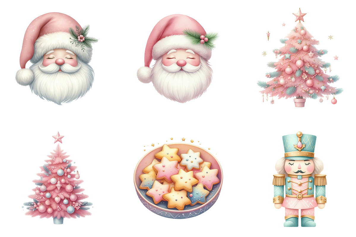 Pink Mint Christmas Clipart, an Illustration by SinaCreation (Photo 4 of 7)
