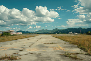Abandoned runway under a wide blue s, a Photo by Iftikhar Alam