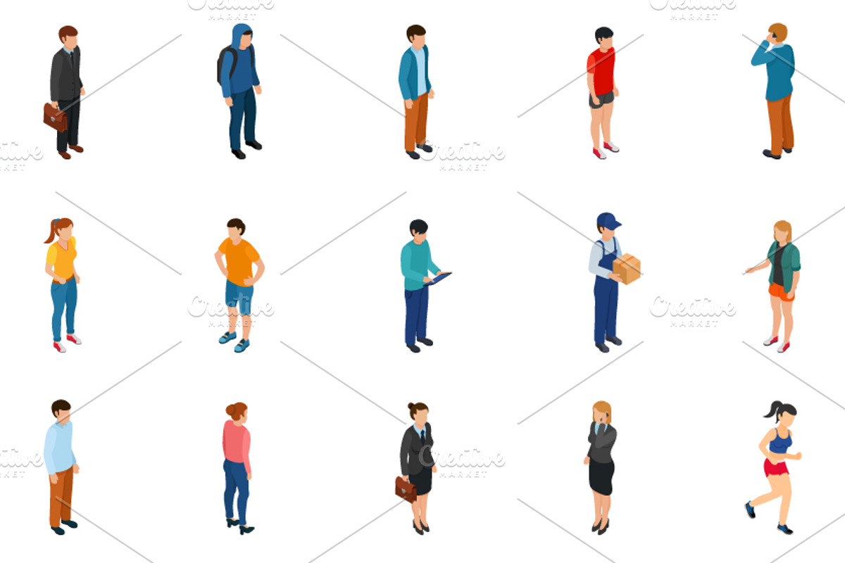 Cool isometric people set, a Background Graphic by NKuvshinov