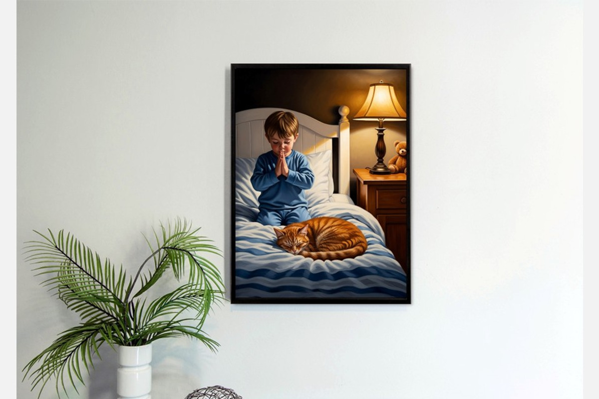 Boys praying at bedtime, a Person Illustration by Kat's Artful Creations (Photo 3 of 11)