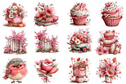 Whimsical Pink Spring Clipart Bundle, an Illustration by Designworld (Thumbnail 2 of 7)