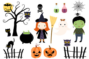 Halloween Kids in Costumes Clipart