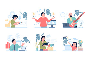 Ai help in work. Using artificial, a Finance Illustration by LadadikArt