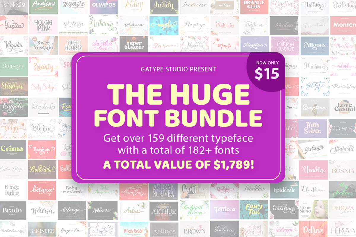 The Huge Font Bundle, a Script Font by Gatype (Photo 11 of 11)