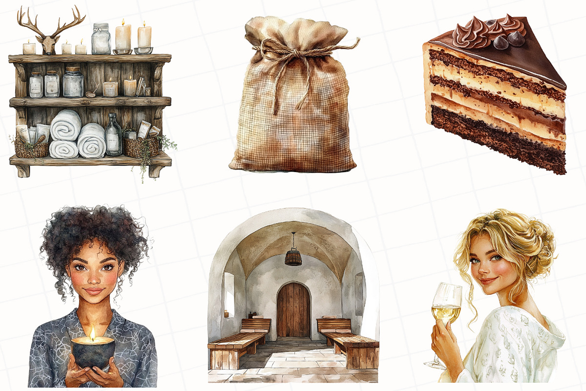 Cozy Winter Spa Clipart, an Illustration by OK Design (Photo 5 of 5)