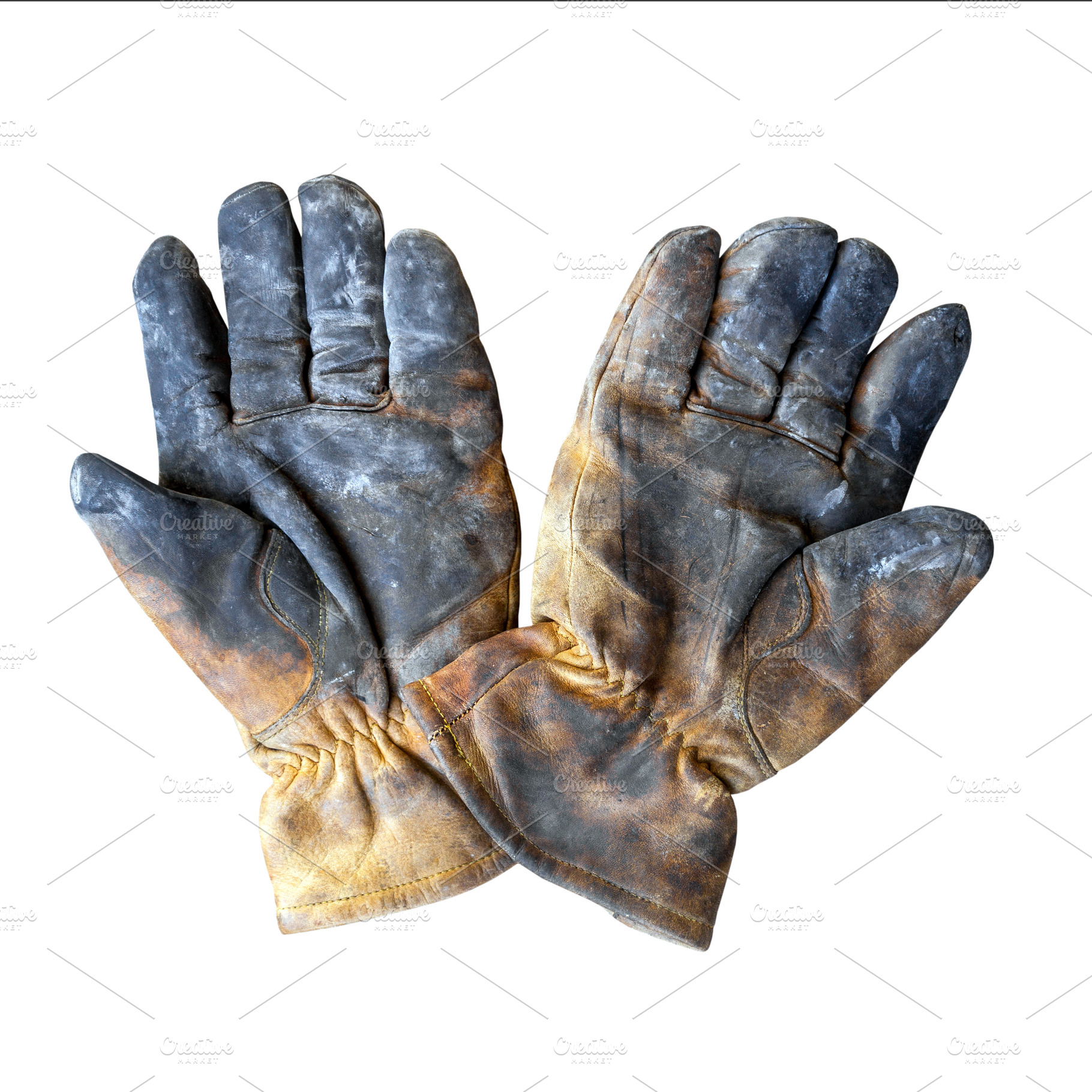 Dirty leather work gloves isolated, an Industrial Photo by BOOCYS
