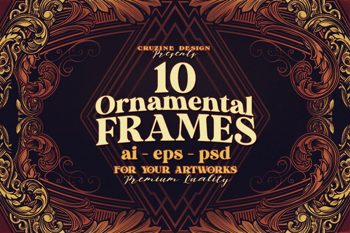 10 Frames Vol.8 - Victorian Ornament, a Background Graphic by Cruzine (Photo 1 of 8)