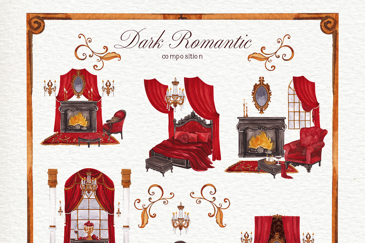 Dark Romantic. Watercolor art, an Object Graphic by ma_i_vi (Photo 8 of 12)