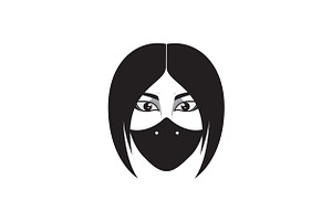 Face Cool Woman With Mask Logo