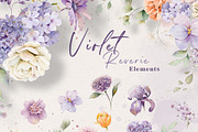 Watercolor Violet Floral Collection, a Decorative Illustration by Damian Roh (Thumbnail 4 of 14)