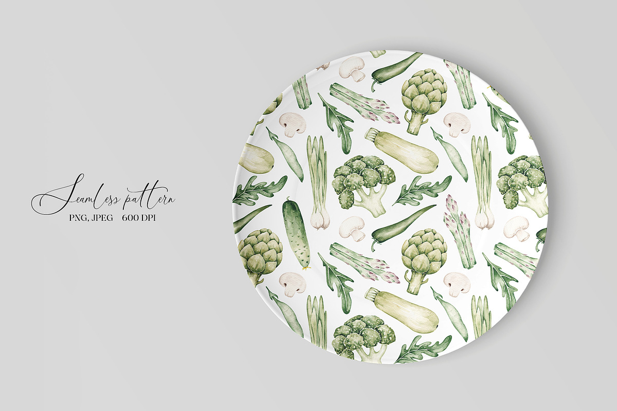 Green Vegetables seamless pattern, a Pattern Graphic by SirenaArt (Photo 9 of 11)