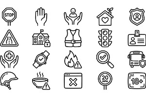 Minimalist Safety Icon Line Art Bund, an Illustration by designvectx